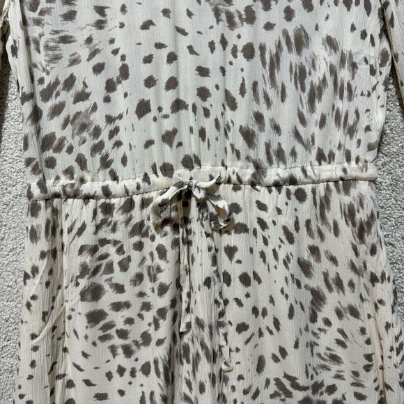 Rails Ora Puma Long Sleeve Rayon Dress Size Small Neutral Animal Print Ruffled - Picture 6 of 15